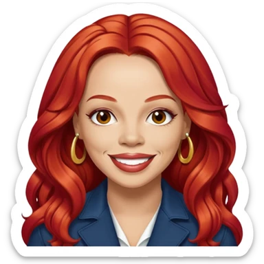 Faith Evans with long red hair sticker