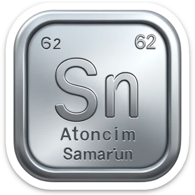 samarium rare earth metal, silvery metal, chemical element Sm, atomic number 62 sticker