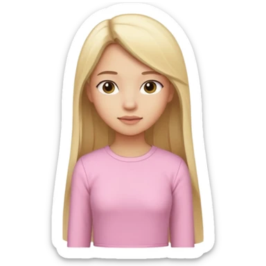 girl in light pink clothes, blonde with long straight hair, half sideways pose, variation 3 sticker