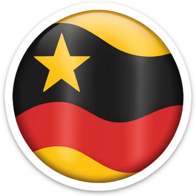 black on the top and red on the bottom country flag with a yellow circle in the middle sticker