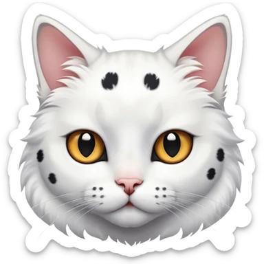 Un gato blanco con manchas negras enmedio de las orejas  sticker