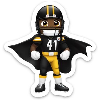 Pittsburgh Steelers player in uniform with black cape. sticker