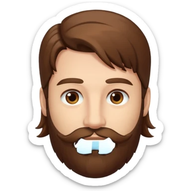 man with long brown hair, brown eyes, and 3-day beard stubble sticker