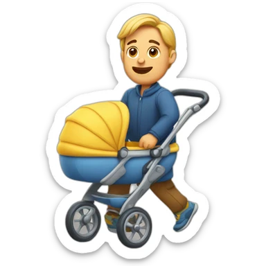 a man who's running with a baby in a stroller sticker