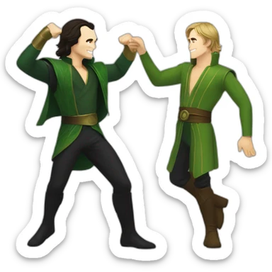 Loki and Luke Skywalker dancing to disco music sticker