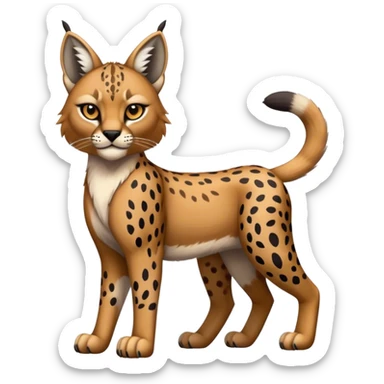 Cute cool dark edgy bobcat-lynx-cheetah-caracal-animal-hybrid-Fakemon full body with patterns and markings sticker
