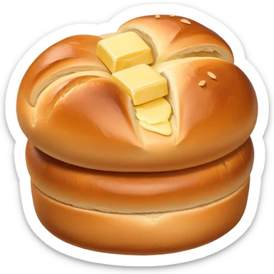 Kartoffelbrötchen with a small pat of butter sticker