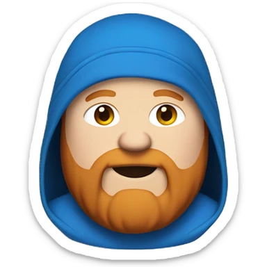 fat man with blue hoodie, headphones, ginger hair and beard sticker