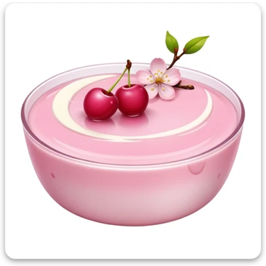 Sakura pudding shaped like a moon with cherry blossom accent sticker