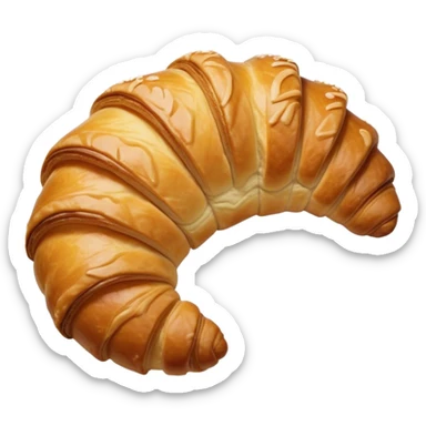 Cinematic Realistic Rustic French Croissant Pastry Emoji, depicted as a flaky, buttery crescent with delicate, layered textures and a slight, intentional char along the edges that imparts a rustic, artisanal charm. The golden, crispy exterior shows a hint of burnt nuance, rendered with warm, inviting lighting and exquisite detail to capture its time-honored, imperfect perfection. sticker