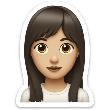 Dark brown long hair bangs girl with hazel eyes sticker