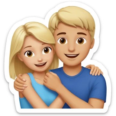 Emoji blonde girl lovingly , biting a brunette man’s arm sticker