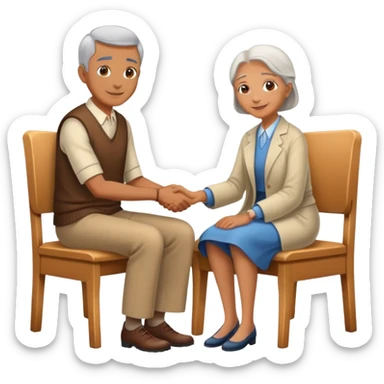 person offering a seat to an elder, kind and friendly sticker