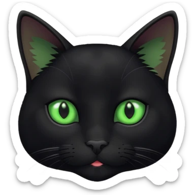 A beautiful cat black with Green eyes inter figure sticker