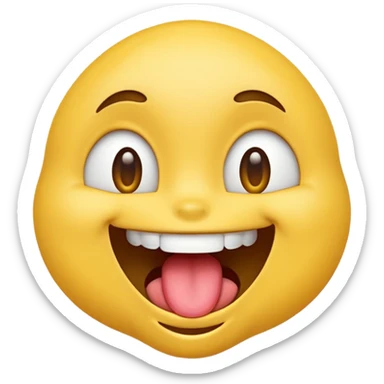 emoji looking up smiling with its tongue out covering its 3 front teeth  sticker