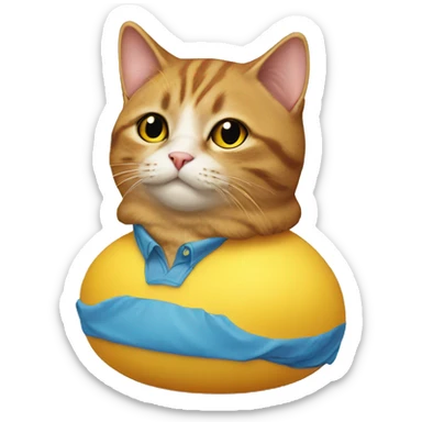 Cat wearing a rubber duck shirt sticker