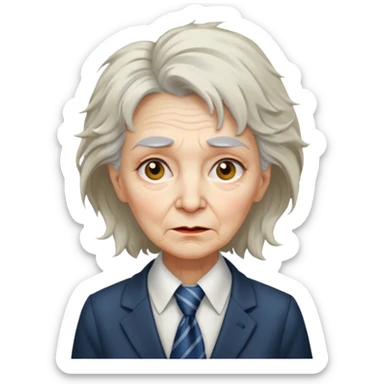 Very old women with Necktie.more smudges on face, different hair style. sticker