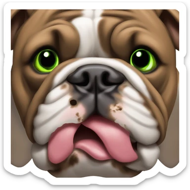 Chocolate Brown color English bulldog pocket bully with green eyes sticker