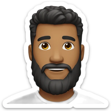caramel brown skin male, black haircut hair with a skin fade haircut, good beard, white teeth, black t shirt approximately 32 years old, good beard, chest up, confident sticker
