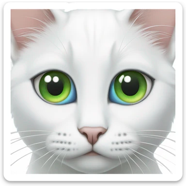 White cat with blue And green heterochromia sticker