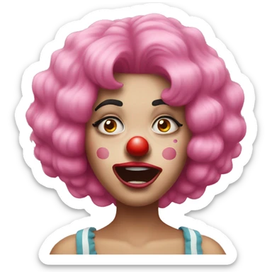 Clown with pink wig eyeliner and nails crying sticker