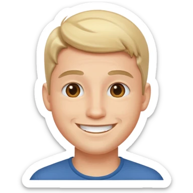 Handsome guy emoji like round IOS emoji sticker