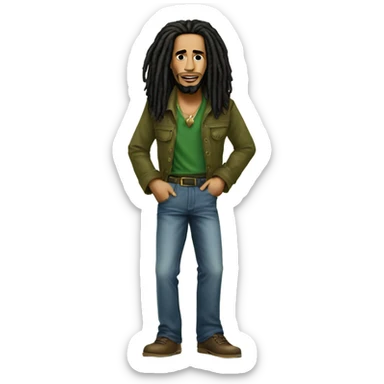 Bob Marley husband long hair, nice outfit standing  sticker