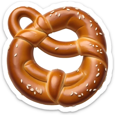 Pretzel Cinematic Realistic Pretzel Snack Emoji, depicted as a single, perfectly twisted pretzel with a glossy, salted crust, rendered with lifelike textures and warm, inviting lighting. sticker