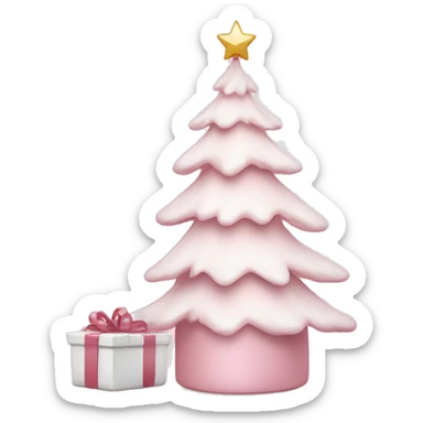 Light pink Christmas gifts under a white Christmas tree  sticker