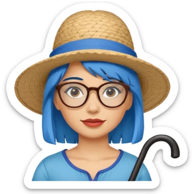 woman glassess, fat venice gondolier with iconic hat and blue hair woman sticker