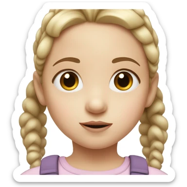 pale white toddler girl with brown straight pigtails and big black eyes not blonde no blonde hair NO BLONDE HAIR sticker
