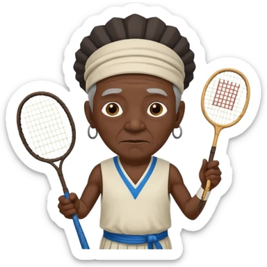 ancient shaman old black man with 1 badminton racket sticker