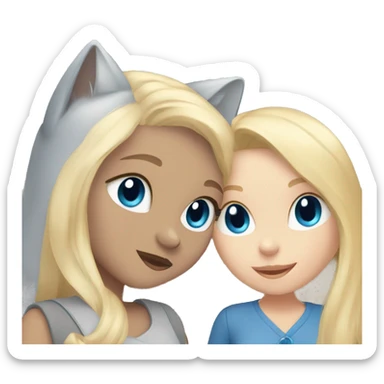 blue eyes grey kitten and blonde girl friends sticker