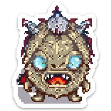 evil schnitzel, spiky outline, mischievous face sticker