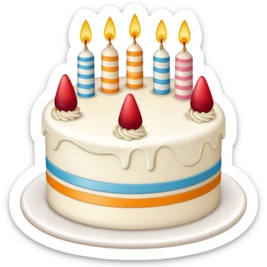 un gateau d'anniversaire dessiné au trait de couleur blanc sticker