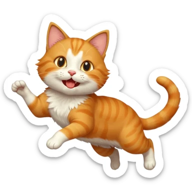playful cat leaping forward, mouth open sticker