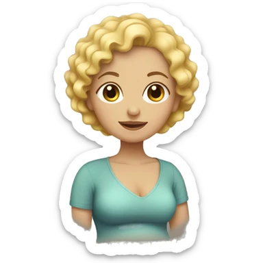 Pregnant girl with short curly blonde hair sticker