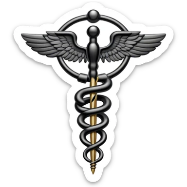 black medical symbol caduceus  sticker