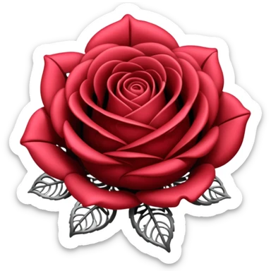 Black and silver filigree rose bud, 3D, extremely detailed design sticker