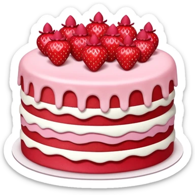 Generate a strawberry cake sticker