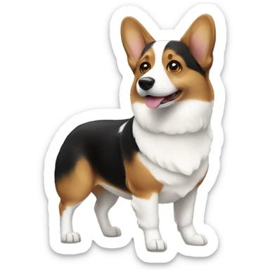 black white and brown corgi  sticker