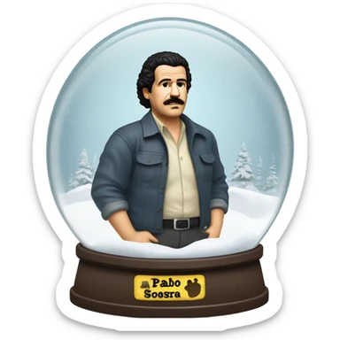 pablo escobar in snowing ball sticker