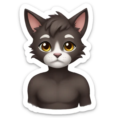 Anthro Shy Cute Cool Edgy Pretty Dark Brown Furry Feline Animal Anthro Sona sticker