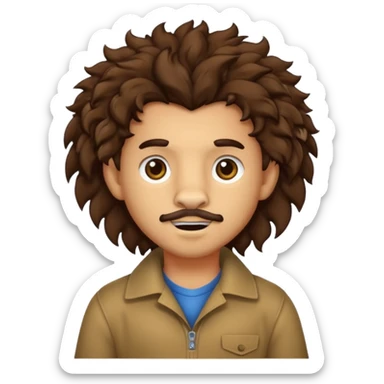Make a cute boy lion with curly dark brown hair with a disconnected goatee and medium skin sticker