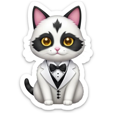 black and white fuzzy cat as a groom sticker