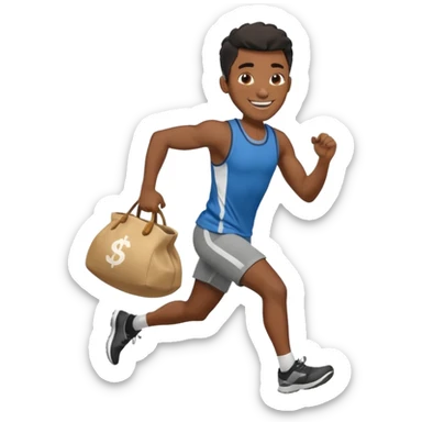 Black Man running with moneybag 💰 sticker