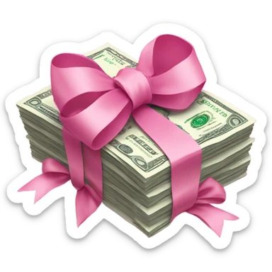 pink money with pink bow sticker