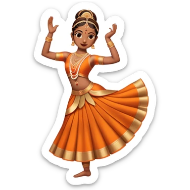 cinematic-realistic-bharatanatyam-dance-emoji,-depicted-as-an-elegant-classical-indian-dance-performance-with-graceful-poses,-intricate-costumes,-and-expressive-hand-gestures,-rendered-with-rich-textures-and-warm-dramatic-lighting, single dancer sticker