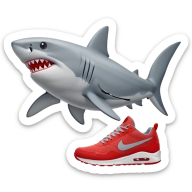 Q se vea más animado el tiburón  q sus tres patas tengan zapatillas nike color rojo sticker