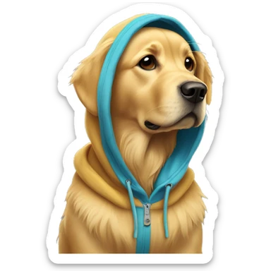 Golden retriever wearing a hoodie  sticker